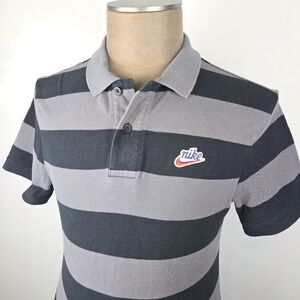 Nike Polo Shirt Sportswear Stripe Golf Polo Men’s Sz Med Dj0329 010 Black Gray